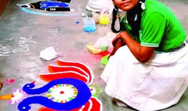 मिडिल ग्रुप से मेघा रही रंगोली स्पर्धा विजेता