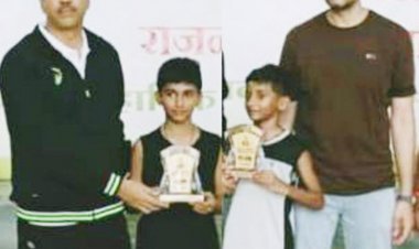 नमन और आरूष का राज्य  स्तरीय बैडमिंटन में चयन