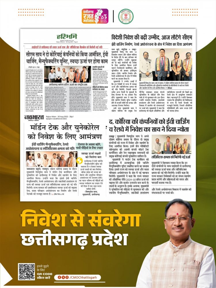 विष्णु सरकार की नई औद्योगिक विकास नीति सफलता के प्रतिमान स्थापित कर रही है।