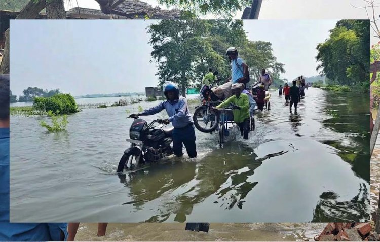 चंदौली में जल प्रलय का कहर: सड़कों पर पानी, घर ढहे, सैकड़ों एकड़ फसल डूबी