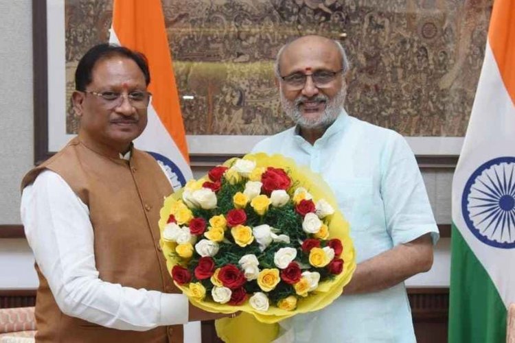 मुख्यमंत्री श्री विष्णु देव साय ने उपराष्ट्रपति श्री सी. पी. राधाकृष्णन से की सौजन्य भेंट